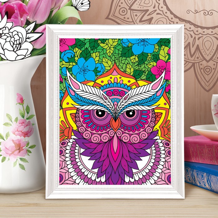 Роспись по номерам без подрамника "Сова", серия антистресс, 30 х 40 см