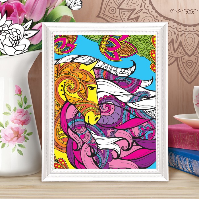 Роспись по номерам без подрамника "Лошадь", серия антистресс, 30 х 40 см