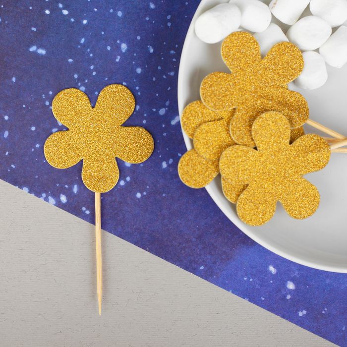 Шпажки "Цветочек", золото (набор 12шт)