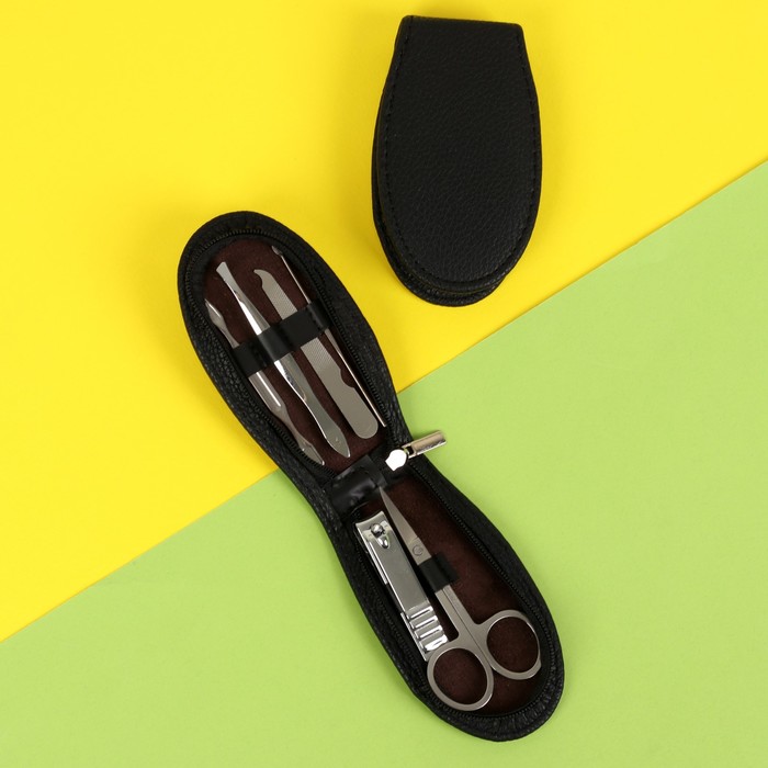 Набор маникюрный, 6 предметов, цвет чёрный