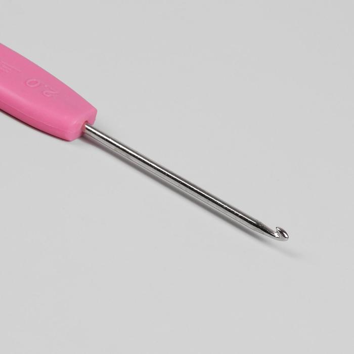 Крючок для вязания, d=2мм, 14см, цвет розовый