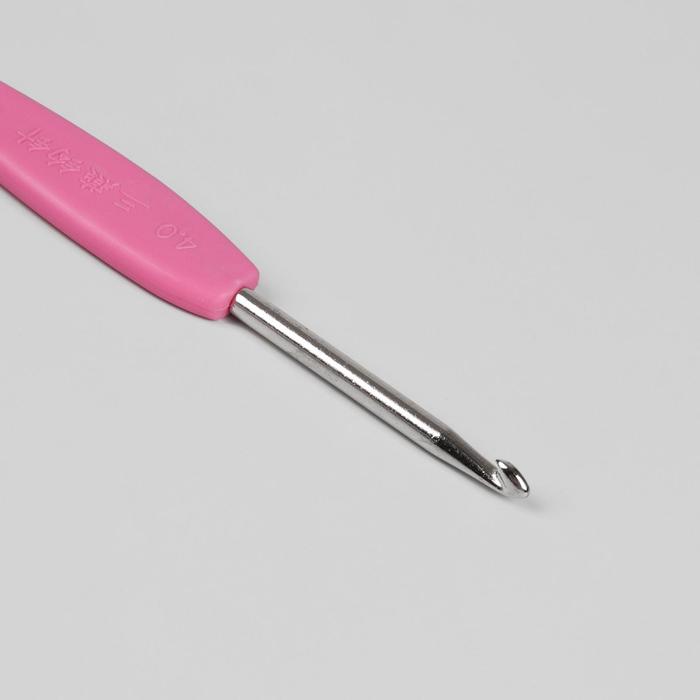 Крючок для вязания, d=4мм, 14см, цвет розовый