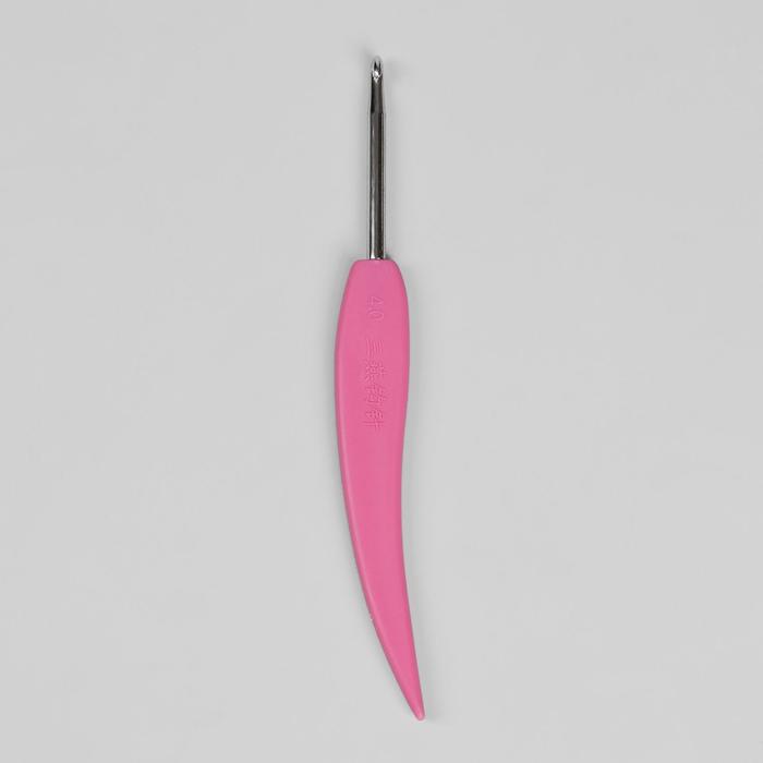 Крючок для вязания, d=4мм, 14см, цвет розовый