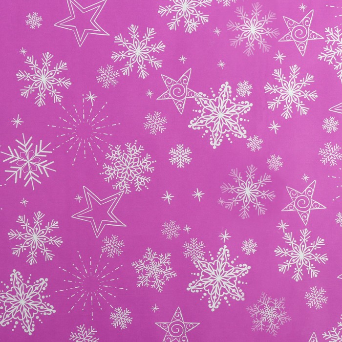 Бумага упаковочная крафт "Снежинка", сиреневая, 0.7 х 10 м