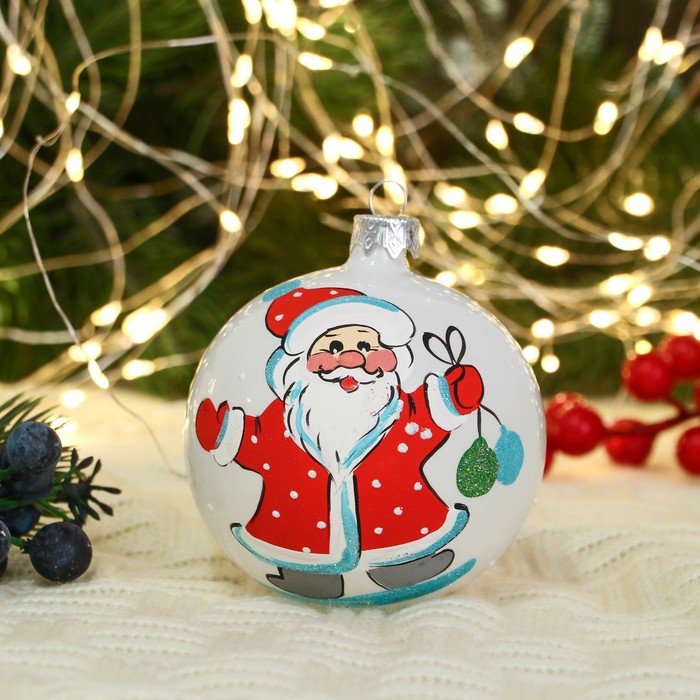 Шар новогодний Дед Мороз шагающий микс d-8 см, микс