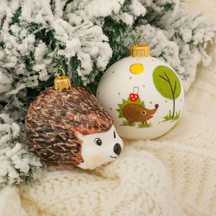 Набор новогодних игрушек "Шар и Ежик" d шара-8 см