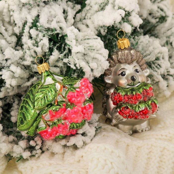 Набор новогодних игрушек "Ежик и малина"