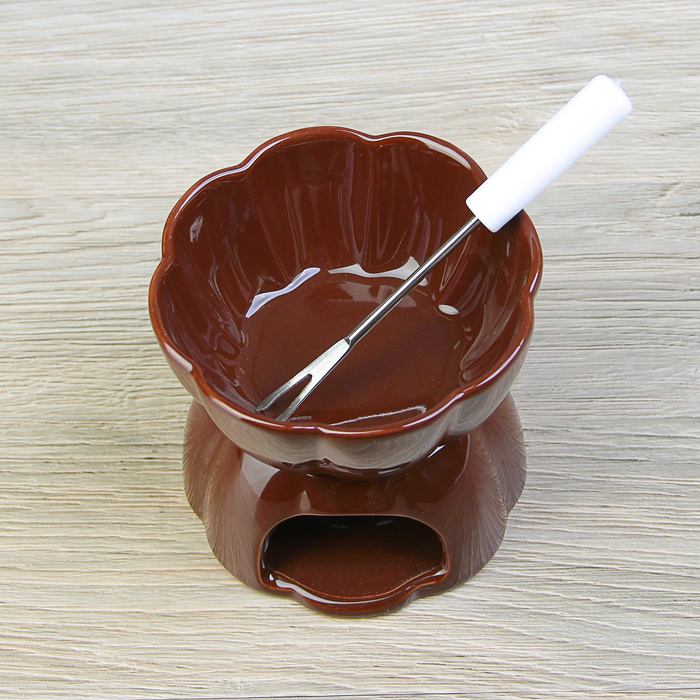 Набор для фондю "Ромашка" с вилочкой 12,5 см, цвет коричневый