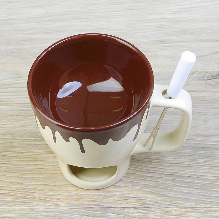 Набор для фондю "Рожок" с вилочкой 12,5 см, цвет бежевый