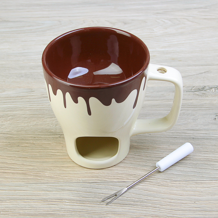 Набор для фондю "Рожок" с вилочкой 12,5 см, цвет бежевый