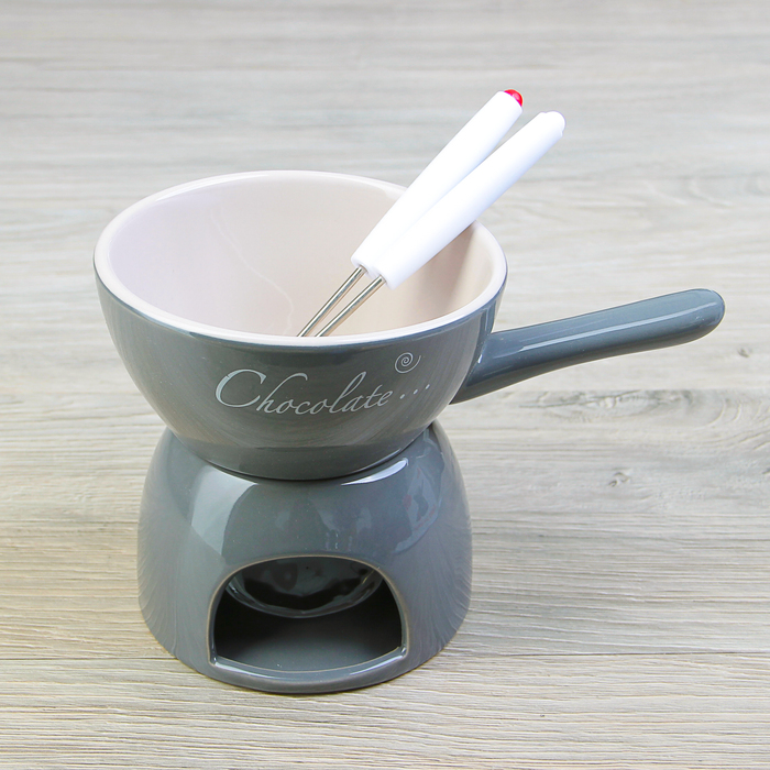 Набор для фондю "Лакомка" 2 вилки 15 см, цвет серый