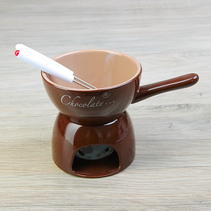 Набор для фондю "Лакомка" 2 вилки 15 см, цвет коричневый