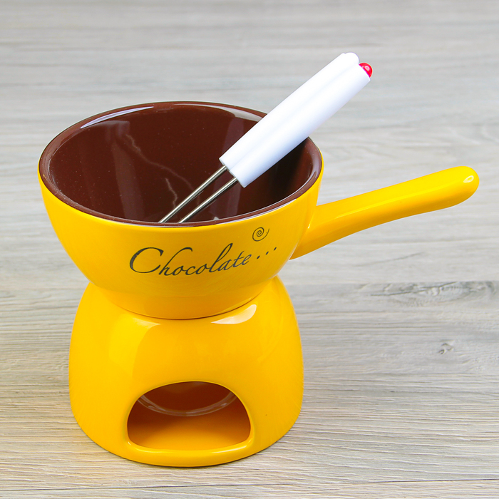 Набор для фондю "Лакомка" 2 вилки 15 см, цвет желтый