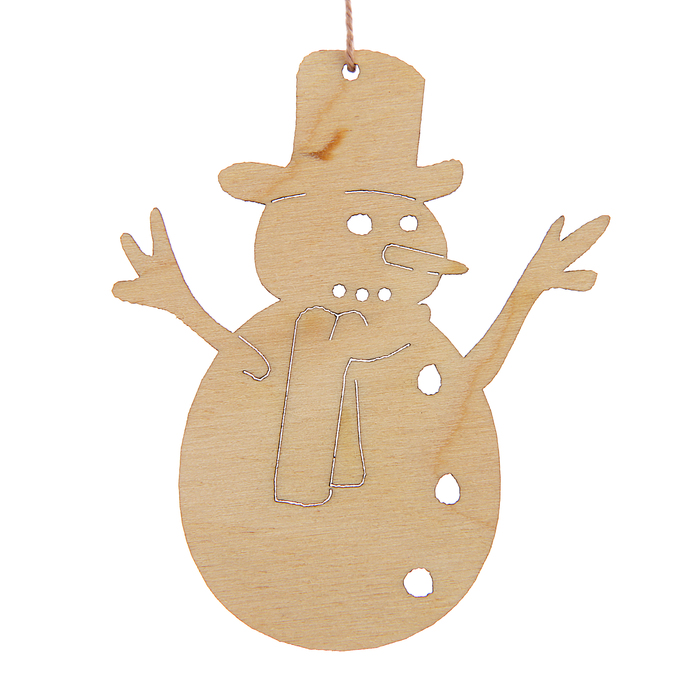 Новогодний подвес "Снеговик с шарфом", бежевый, 7 см + нитка
