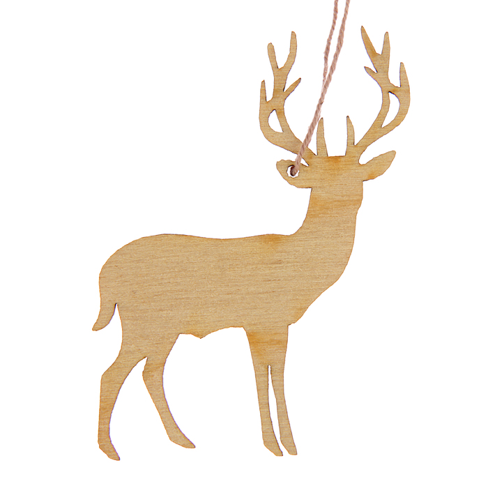 Новогодний подвес "Олень", бежевый, 7 см + нитка