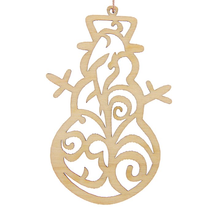 Новогодний подвес "Снеговик из узоров", бежевый, 7 см + нитка