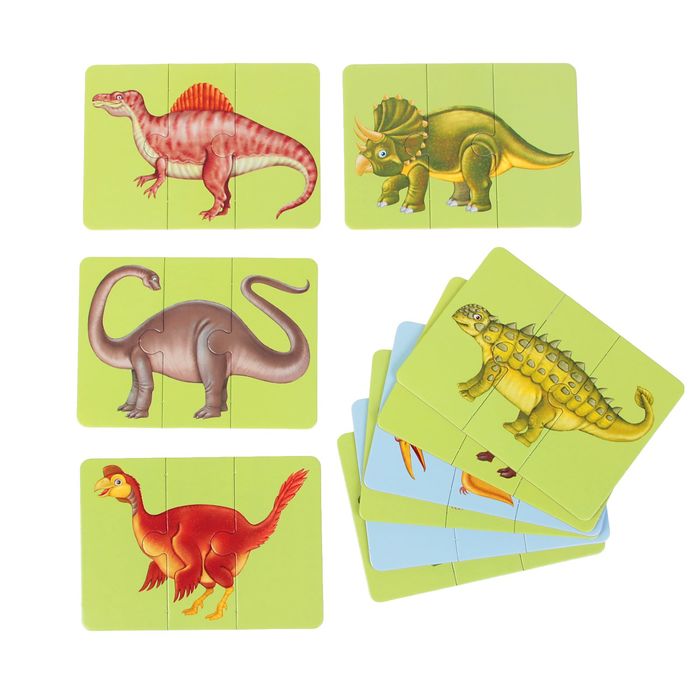 Развивающие карточки-пазлы. Динопутаница. Собираем картинки, слоги и слова