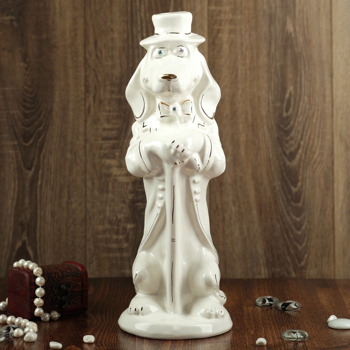 Копилка "Собака Олигарх", глянец, белый