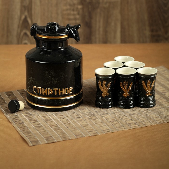 Набор для коньяка "Спиртное", мрамор, штоф 1,4 л, рюмки 0,15 л