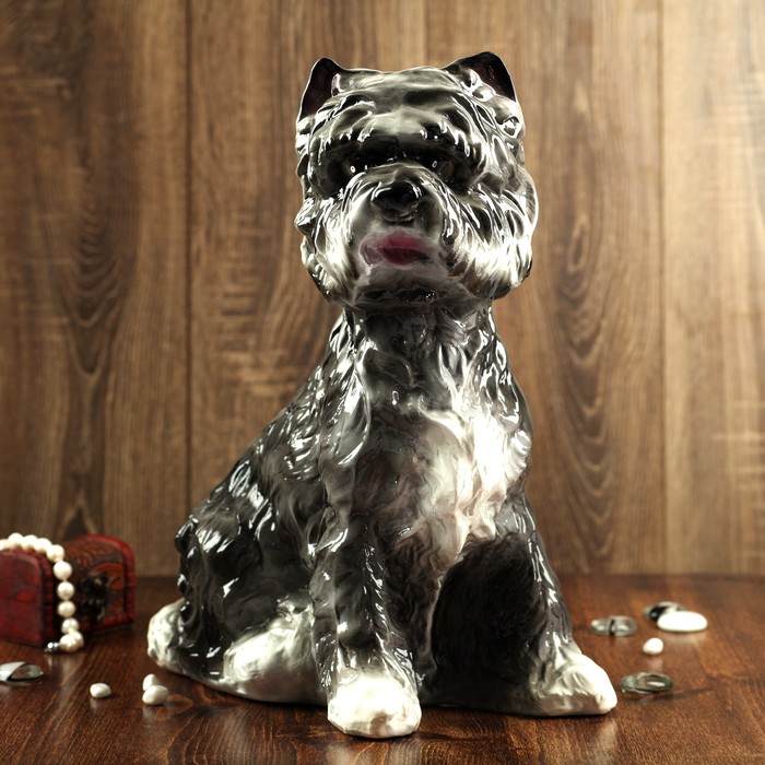 Копилка "СобакаКерн-Терьер" серый Глянец