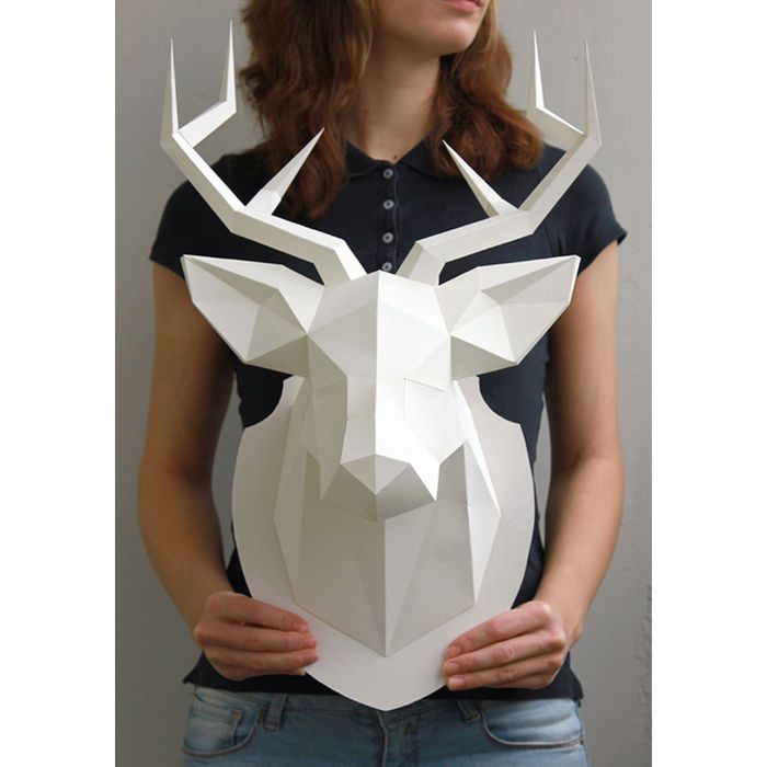 Набор Polygonal paper для склейки головы оленя, белый