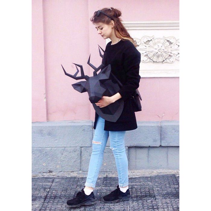 Набор Polygonal paper для склейки головы оленя, чёрный