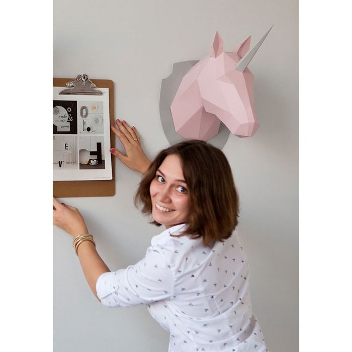 Набор Polygonal paper для склейки головы единорога, розовый