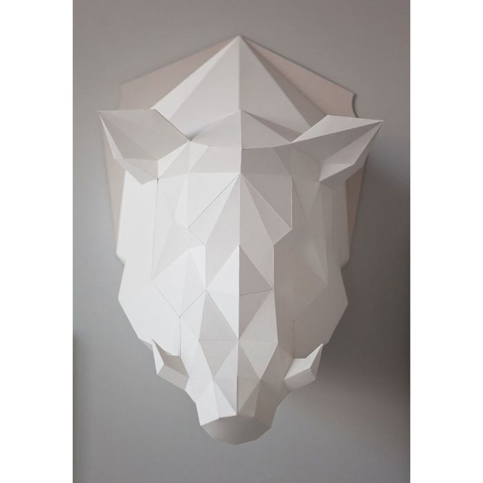 Набор Polygonal paper для склейки головы кабана, белый
