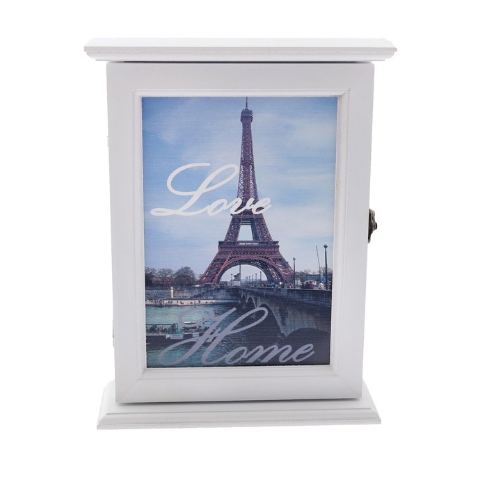 Ключница дерево 6 крючков "Париж. Любовь. Дом" 23,8х18х6,5 см