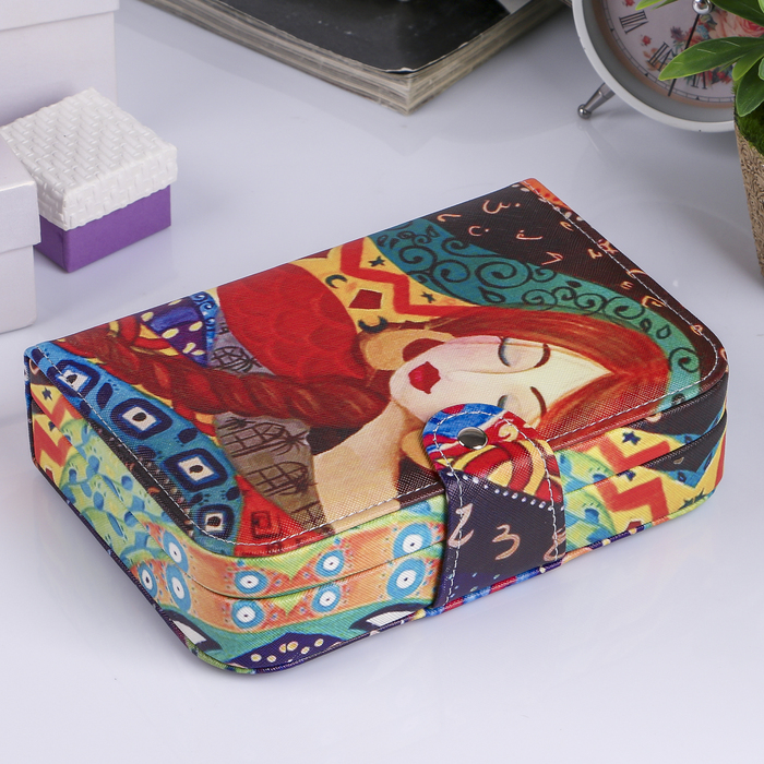 Шкатулка кожзам для украшений "Краса-девица" 20х14х5 см