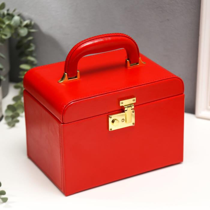 Шкатулка кожзам для украшений "Алая" 16,5х22,5х15 см