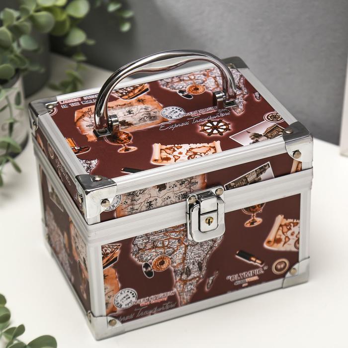 Шкатулка "Карта мореплавателя" коричневая 13х17х13 см