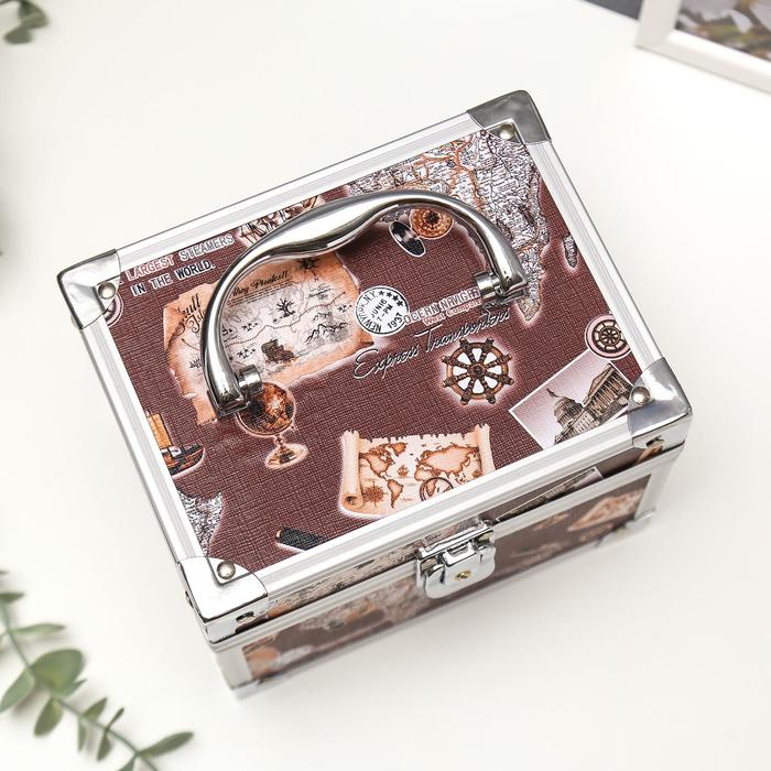 Шкатулка "Карта мореплавателя" коричневая 13х17х13 см