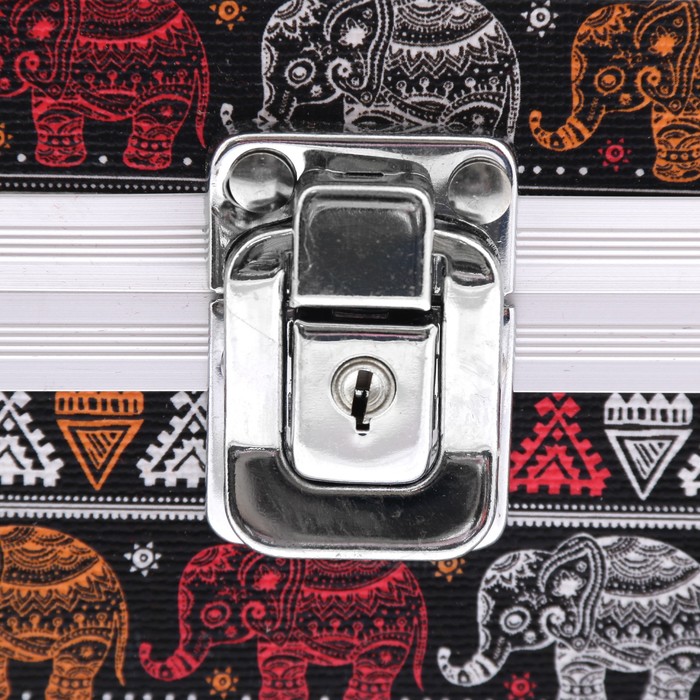 Шкатулка "Индийские слоны" охра и кирпич 13х17х13 см