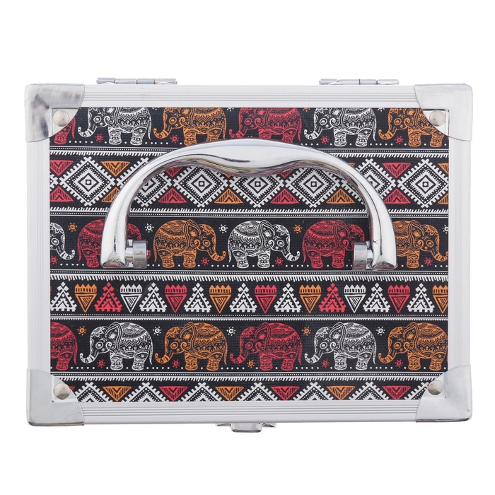 Шкатулка "Индийские слоны" охра и кирпич 13х17х13 см