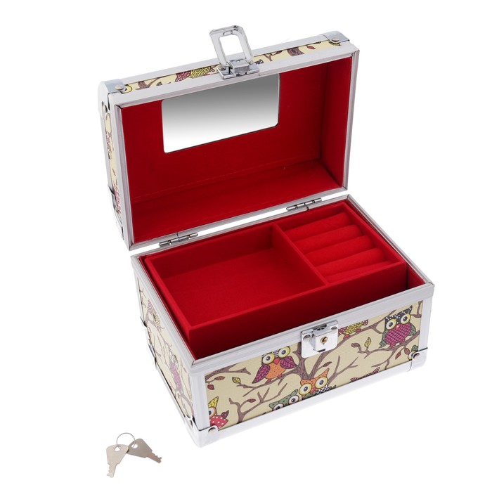 Шкатулка "Совушки на дереве" жёлтая 14х19х13 см