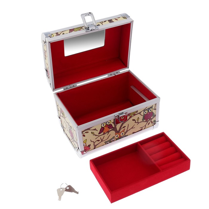 Шкатулка "Совушки на дереве" жёлтая 14х19х13 см