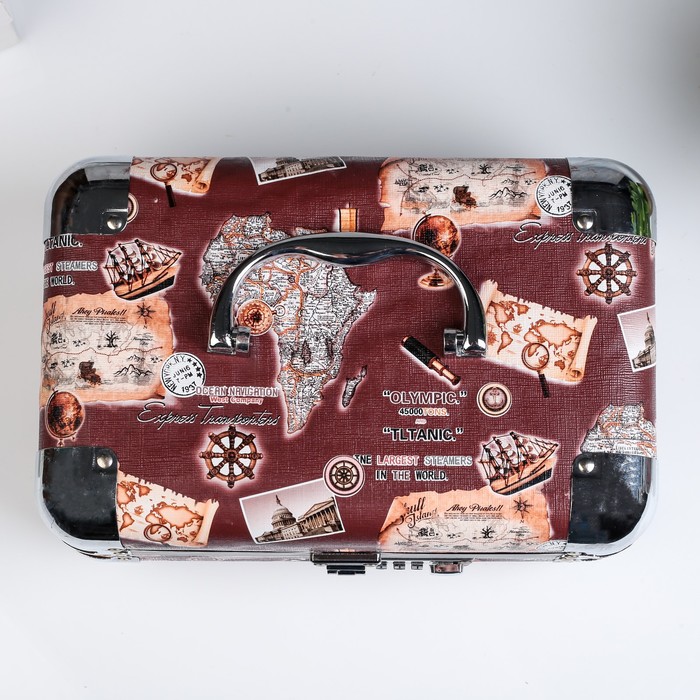 Шкатулка "Карта мореплавателя" коричневая 11,5х24,5х15,5 см