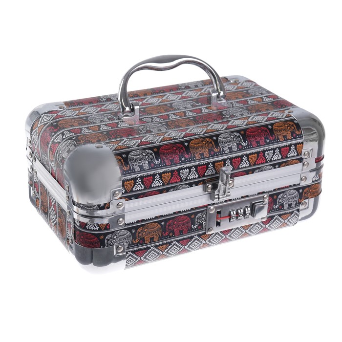 Шкатулка "Индийские слоны" охра и кирпич 11,5х24,5х15,5 см