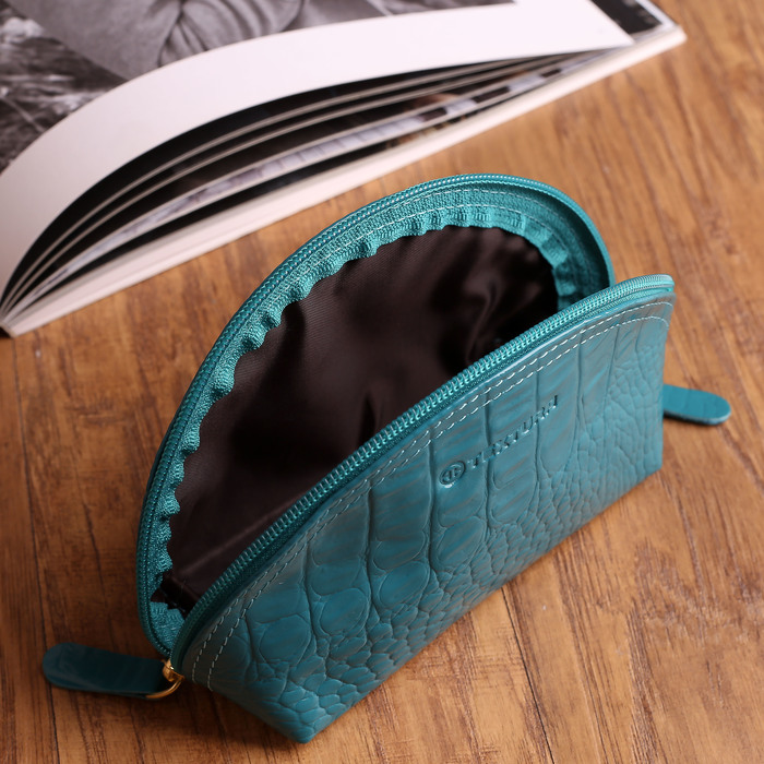 Косметичка простая, отдел на молнии, кайман бирюзовый