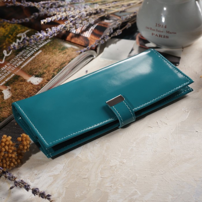 Кошелёк женский, отдел, для карт, для монет, шик, цвет бирюзовый