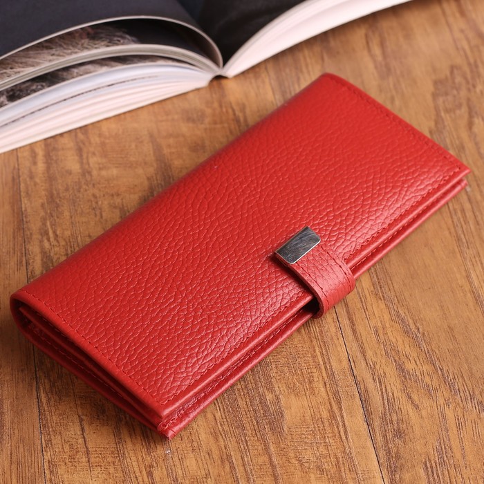 Кошелёк женский, отдел, для карт, для монет, флотер, цвет красный