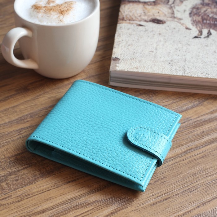 Кошелёк женский, для кредиток, отдел для монет, флотер, цвет бирюзовый