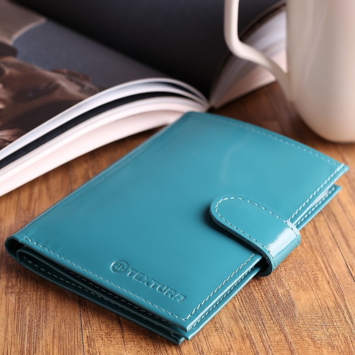 Обложка для автодокументов и паспорта, отдел для купюр, карманы для карт, шик, цвет бирюзовый