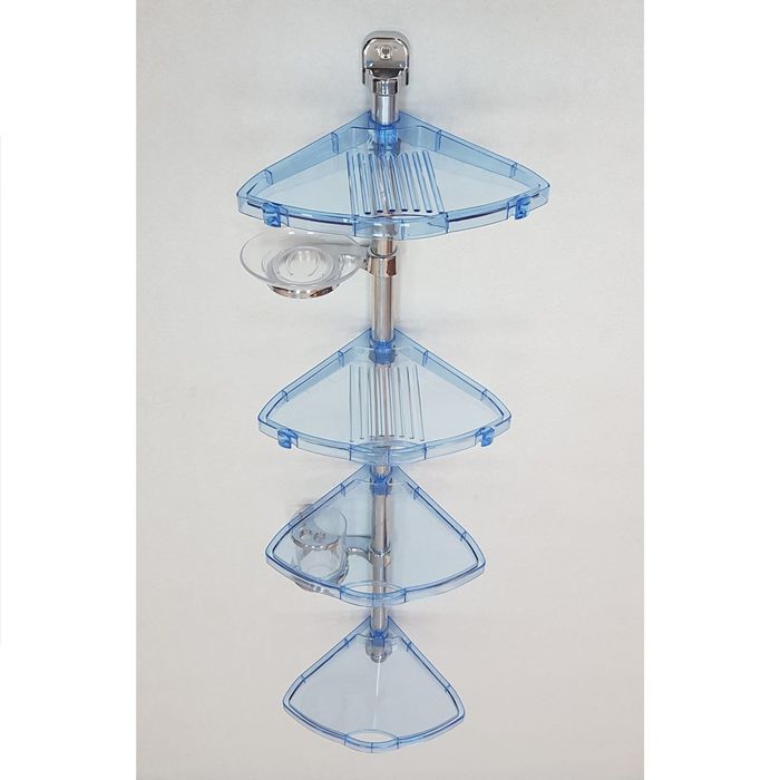 Полка угловая, алюминиевая трубка, 4 полки, мыльница, стакан