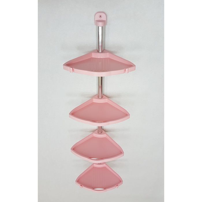 Полка угловая, алюминиевая трубка, 4 полки, цвет розовый