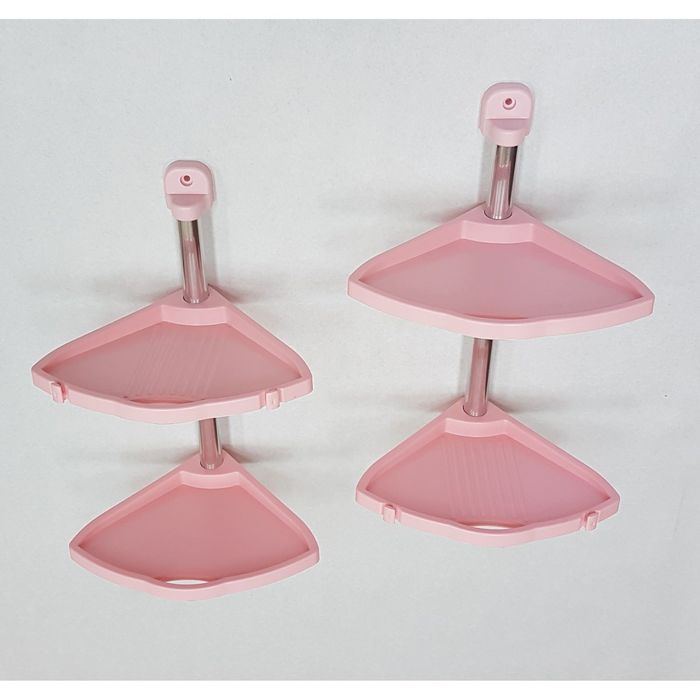 Полка угловая, алюминиевая трубка, 4 полки, цвет розовый