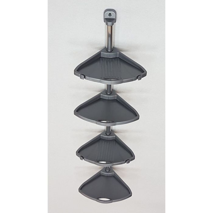 Полка угловая, алюминиевая трубка, 4 полки, цвет серый