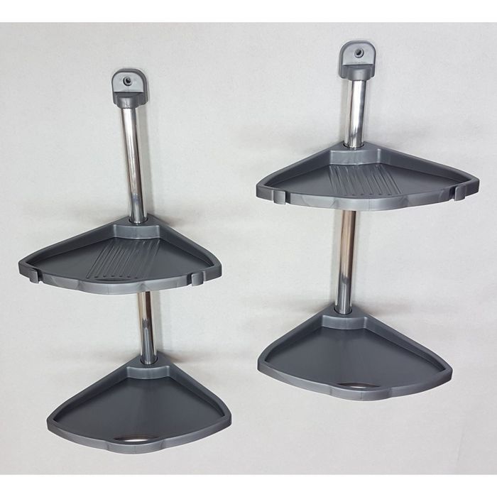 Полка угловая, алюминиевая трубка, 4 полки, цвет серый