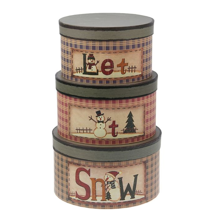Набор коробок 3в1 "Снеговик", 25 х 25 х 14 - 21 х 21 х 12 см